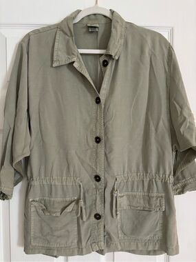 XCVI Olive Green Utility Jacket with Mesh Sleeve Panels